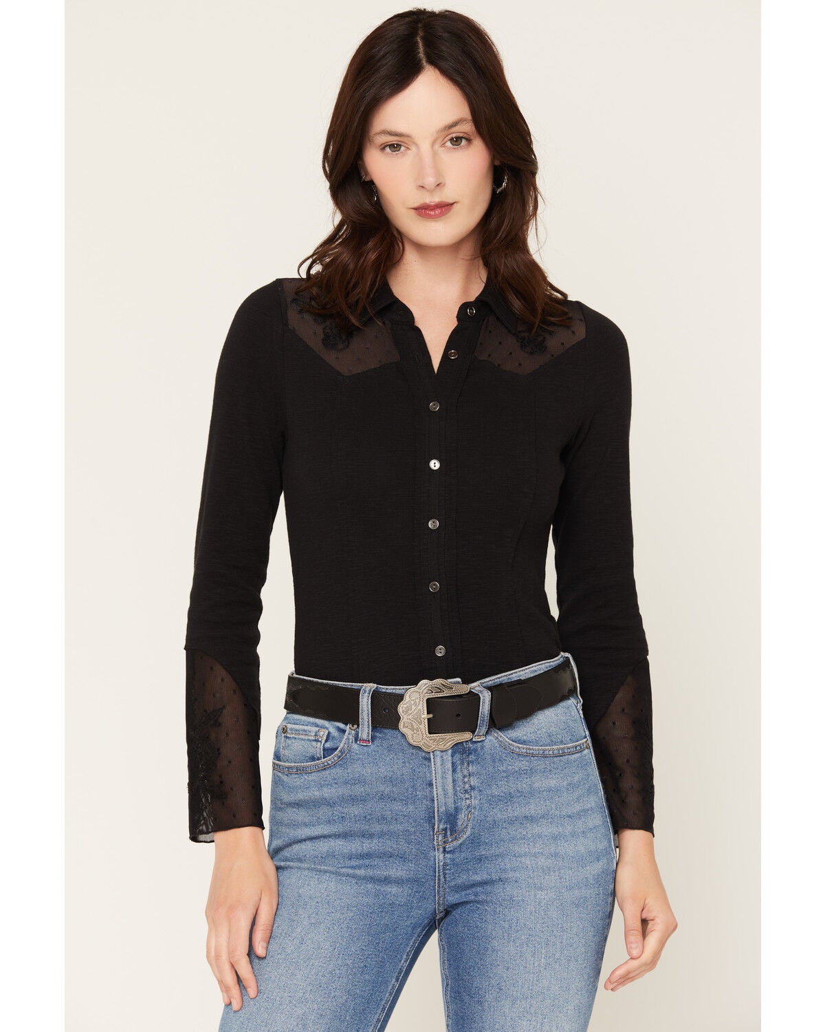 Image #2 - Idyllwind Women's Boot Stitch Roughout Suede Belt, Black, hi-res