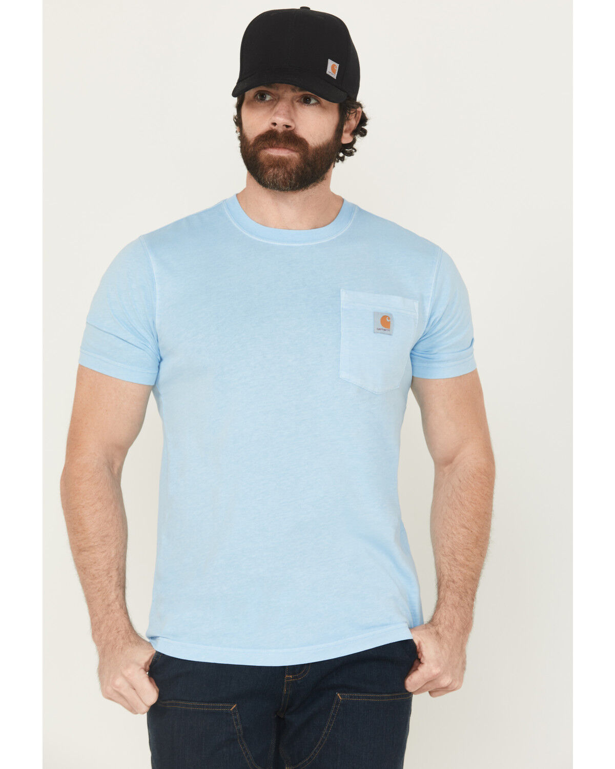 Image #1 - Carhartt Men's Relaxed Fit Lightweight Short Sleeve Pocket T-Shirt, Blue, hi-res