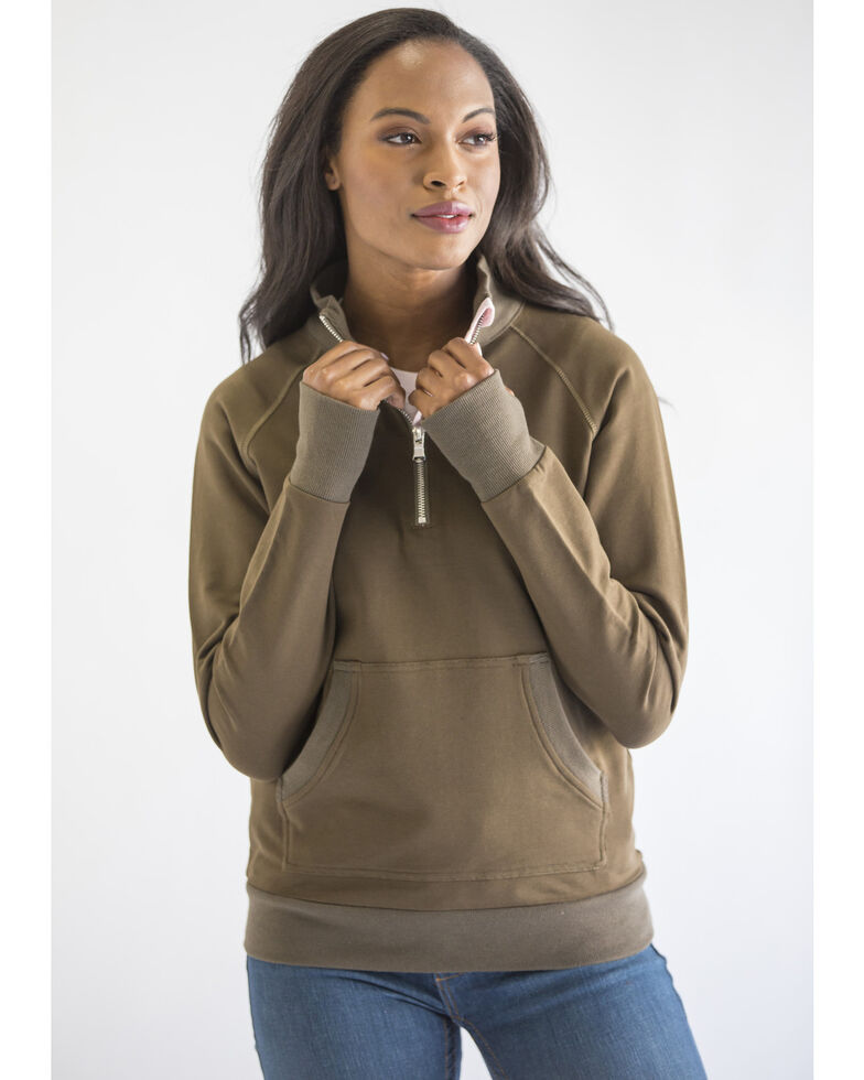 Kimes Ranch Women's Maricopa Quarter Zip Sweatshirt, Brown, hi-res