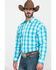 Panhandle Select Men's Blue Yarn Dye Plaid Long Sleeve Western Shirt , Light Blue, hi-res