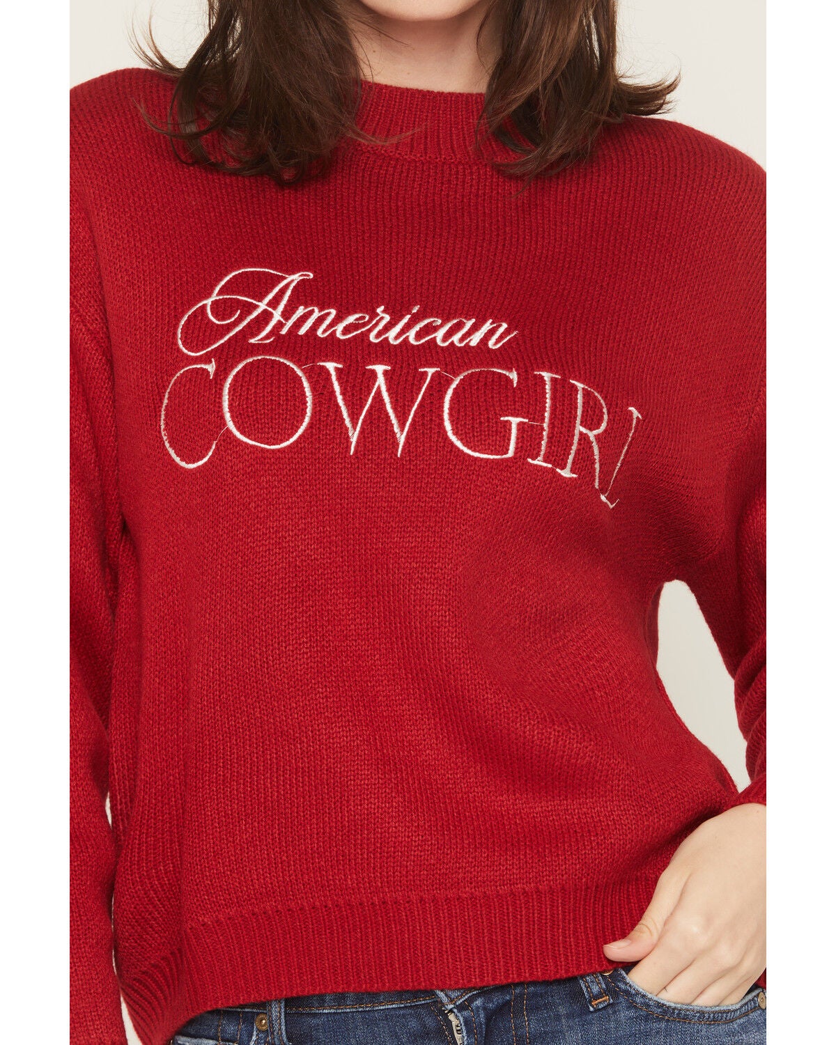 Image #3 - Baevely Women's American Cowgirl Sweater, Red, hi-res
