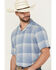 Image #2 - Pendleton Men's Camp Linen Plaid Print Short Sleeve Button-Down Western Shirt, Blue, hi-res