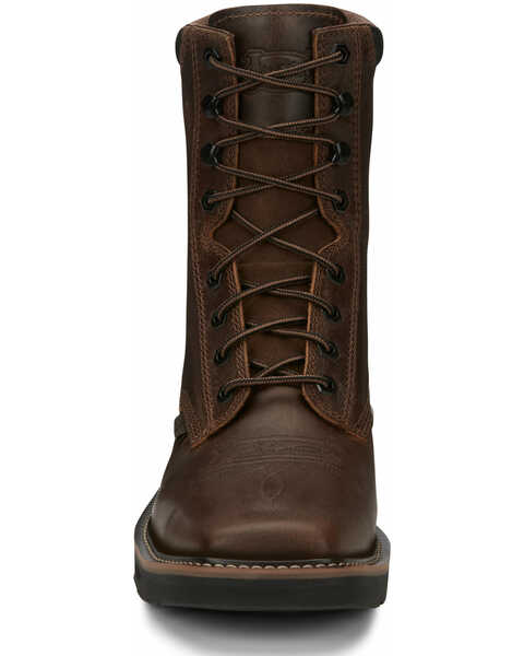 Image #5 - Justin Men's Pulley Lace-Up Work Boots - Steel Toe, Brown, hi-res