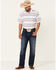 Rough Stock By Panhandle Men's Striped Camp Short Sleeve Button Down Western Shirt , White, hi-res