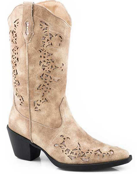 Image #1 - Roper Women's Alisa Western Boots - Snip Toe, Tan, hi-res