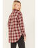 Cleo + Wolf Women's Plaid Print Long Sleeve Button Down Oversized Shacket, Ruby, hi-res