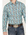 Image #3 - Ariat Men's Hains Retro Fit Snap Long Sleeve Western Shirt, Aqua, hi-res