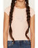 Image #3 - Shyanne Girls' Rhinestone Horseshoe Short Sleeve Tee, Blush, hi-res