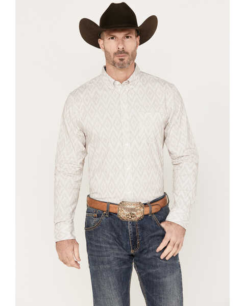 Cody James Men's Accent Geo Print Long Sleeve Button-Down Shirt , Cream, hi-res