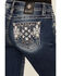 Image #2 - Miss Me Women's Dark Wash Mid Rise Geo Pocket Bootcut Stretch Denim Jeans, Dark Wash, hi-res