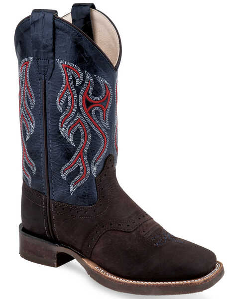 Old West Boys' Goodyear Western Boots - Wide Square Toe, Multi, hi-res