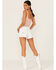 Image #1 - Grace In LA Women's Light Wash Sequin Star Shorts, White, hi-res