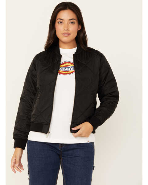 Dickies Women's Quilted Bomber Jacket, Black, hi-res