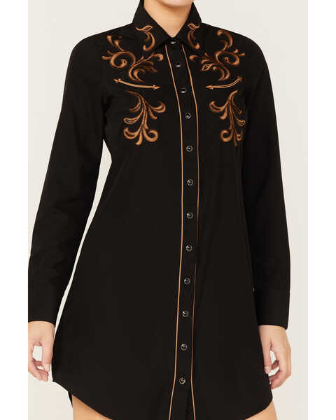 Image #3 - Roper Women's Western Embroidered Shirt Dress, Black, hi-res