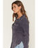 Image #2 - Wild Moss Women's Washed Lightweight Long Sleeve Button-Down Shirt, Navy, hi-res