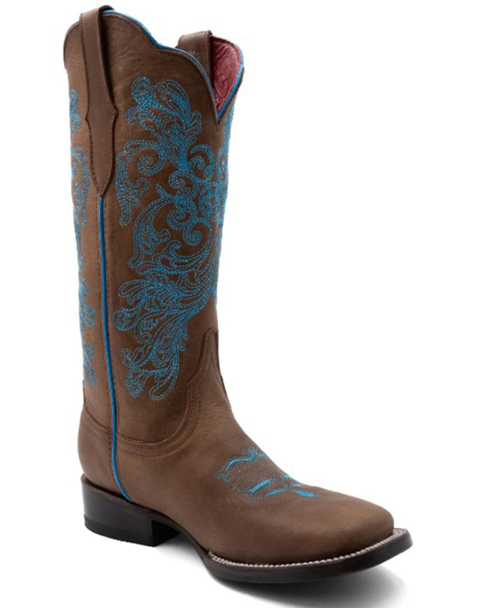 Ferrini Women s Ella Floral Cross Western Boots Broad Square Toe