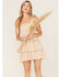 Image #1 - Jolt Women's Smocked Tiered Lace Mini Dress, Off White, hi-res