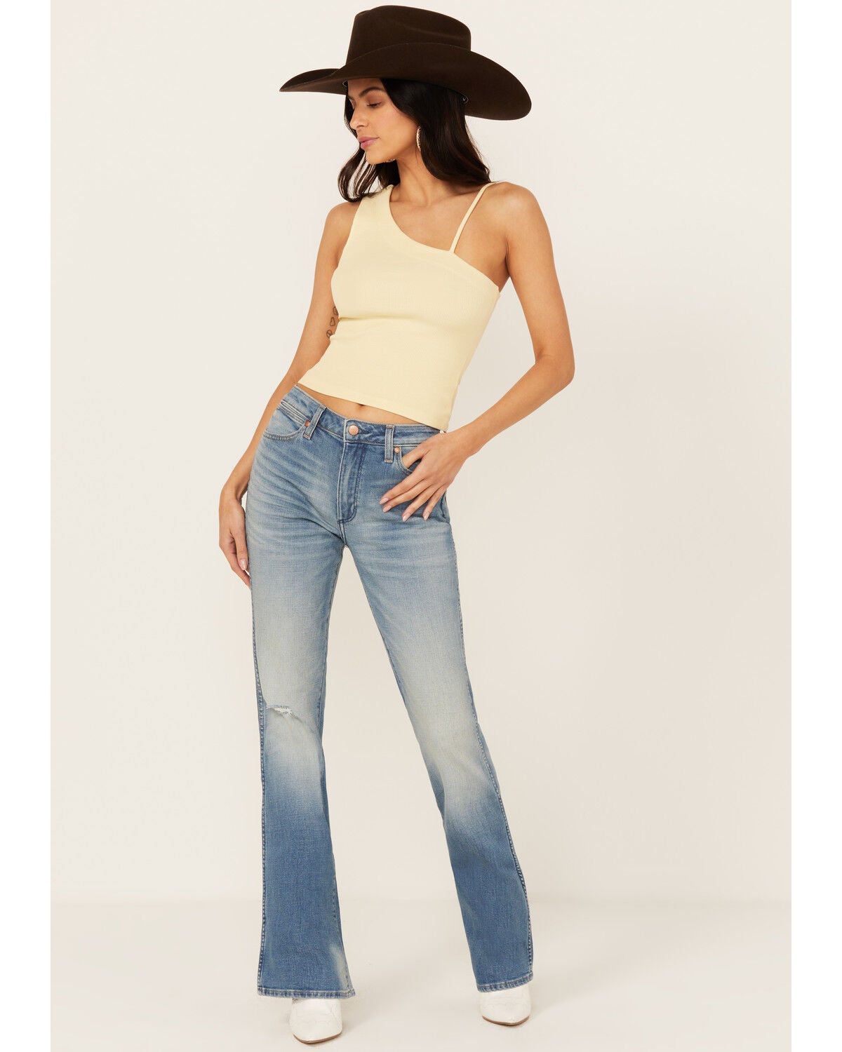 Wrangler Women's Medium Wash Westward Mid Rise Bootcut Stretch Denim Jeans, Medium Wash, hi-res