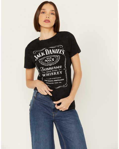 Changes Women's Jack Daniel's Label Short Sleeve Graphic Tee, Black, hi-res