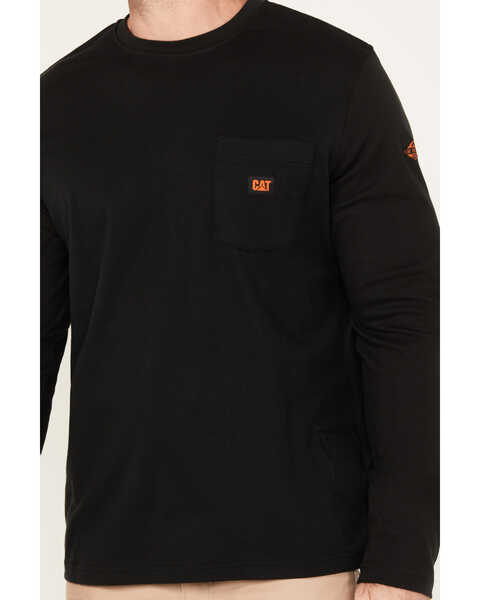 Image #3 - CAT Workwear Men's FR Long Sleeve Pocket Work T-Shirt , Black, hi-res