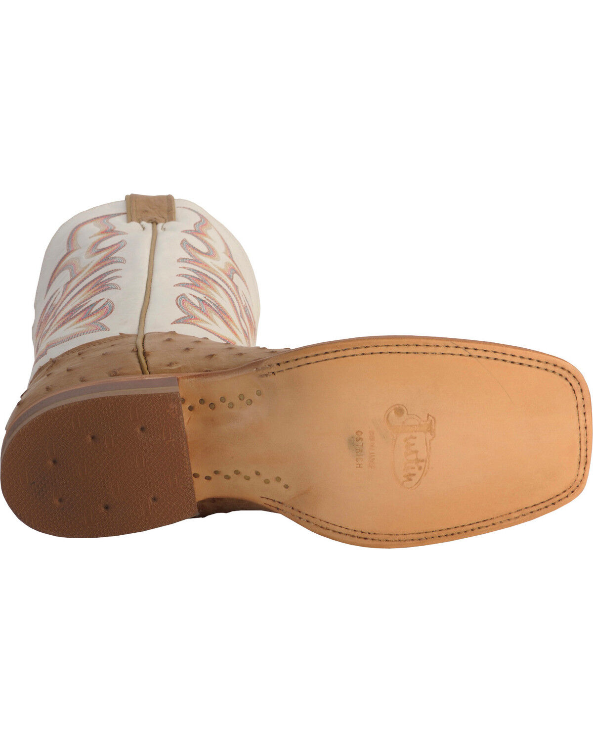 Image #5 - Justin Men's AQHA Full-Quill Ostrich Western Boots - Broad Square Toe, Tan, hi-res
