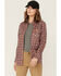 Image #1 - Wrangler Women's FR Plaid Print Long Sleeve Snap Work Shirt - Plus, Red, hi-res