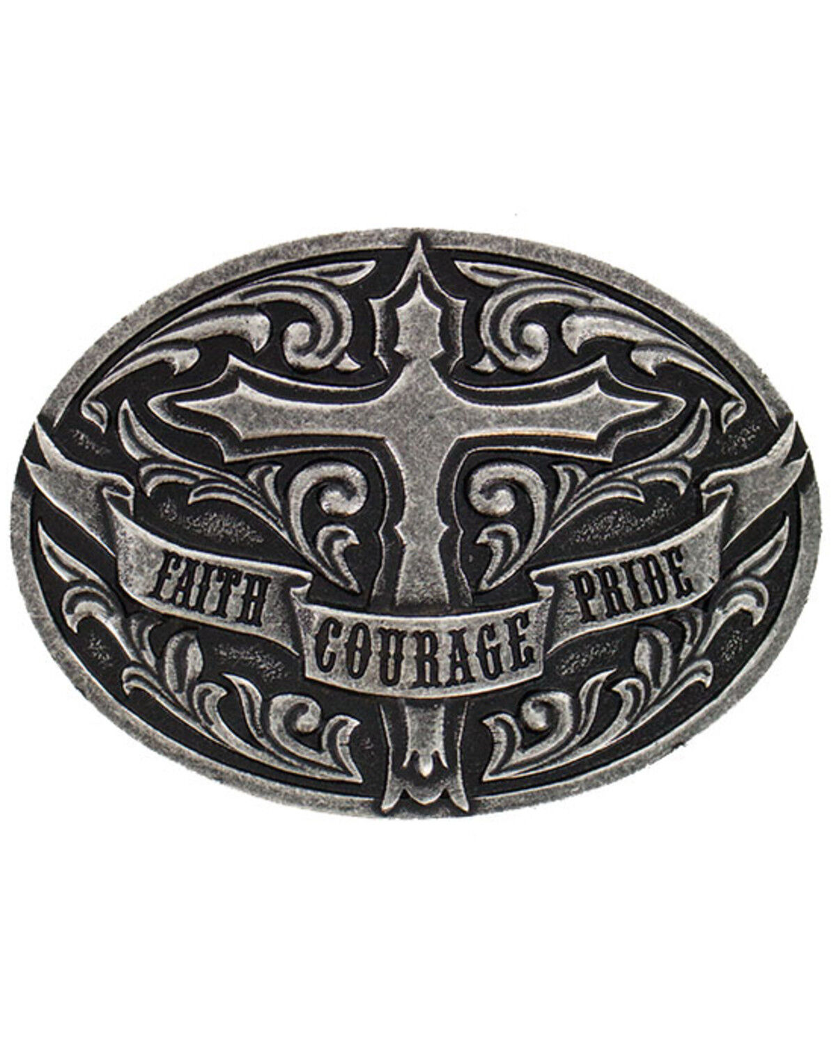 Image #1 - Cody James Men's Cross Faith Courage Pride Buckle, Silver, hi-res