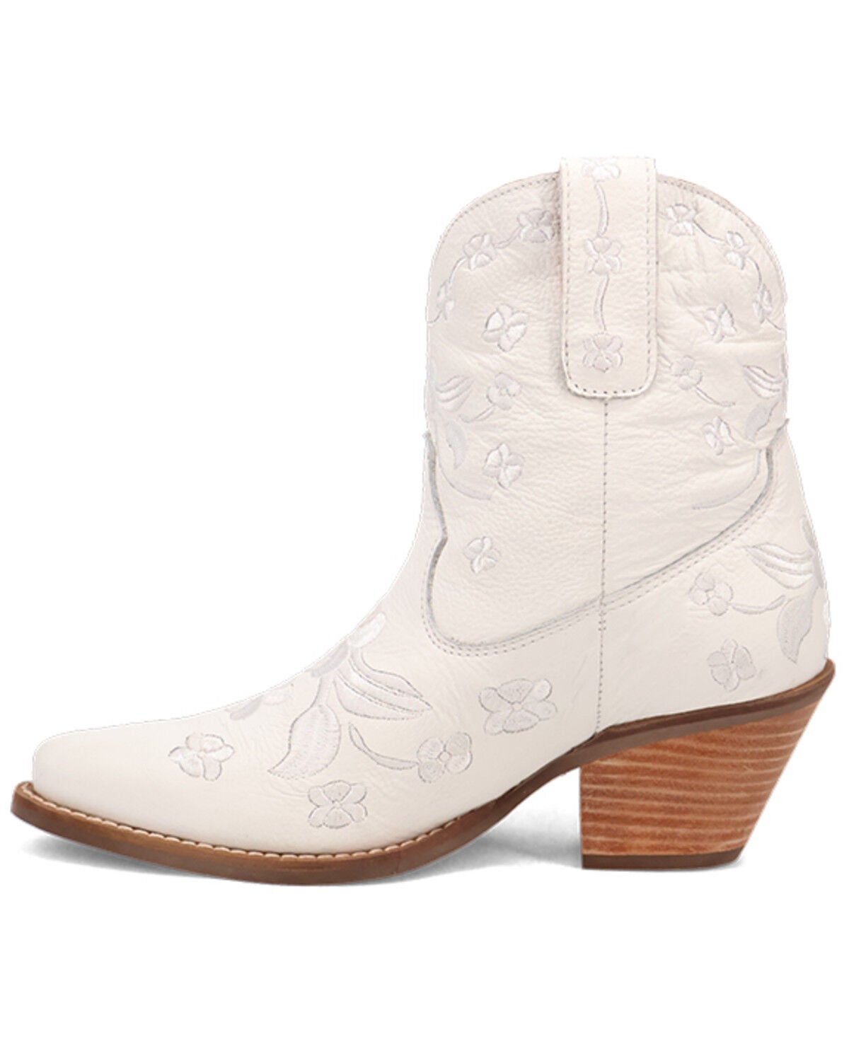 Image #3 - Dingo Women's Sweetheart Embroidered Booties - Round Toe, White, hi-res