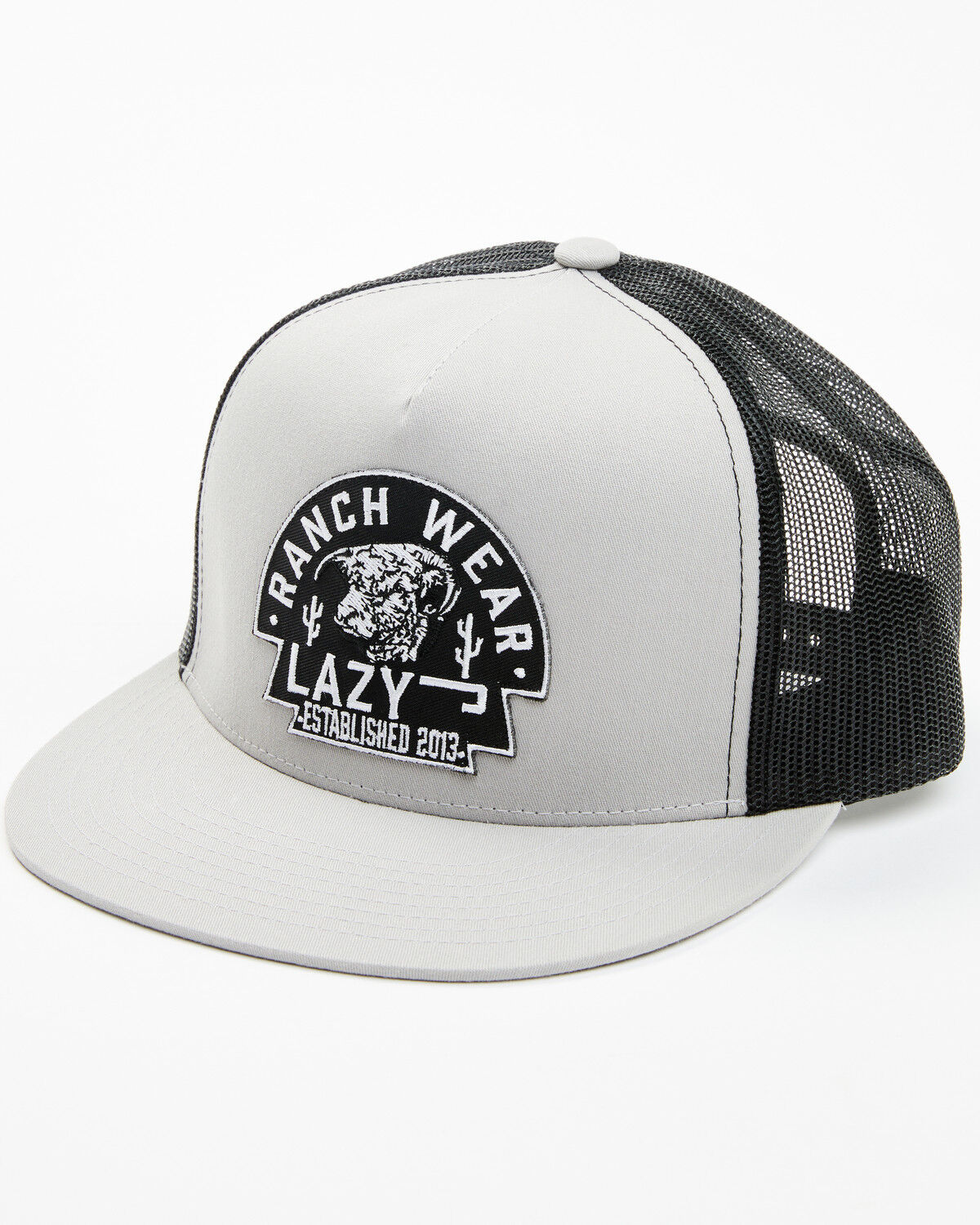 Image #1 - Lazy J Ranch Wear Men's Arrowhead Trucker Cap, Black/grey, hi-res