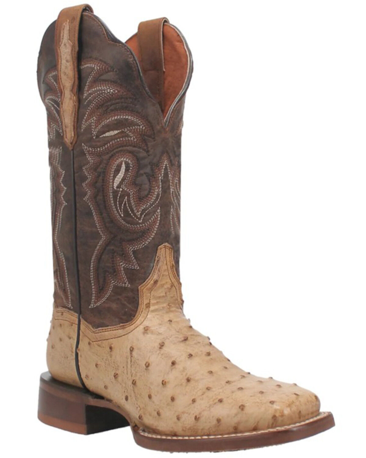 Image #1 - Dan Post Women's Exotic Full Quill Ostrich Western Boots - Broad Square Toe, Taupe, hi-res