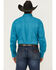 Image #4 - George Strait by Wrangler Men's Solid Long Sleeve Button-Down Stretch Western Shirt - Big, Teal, hi-res