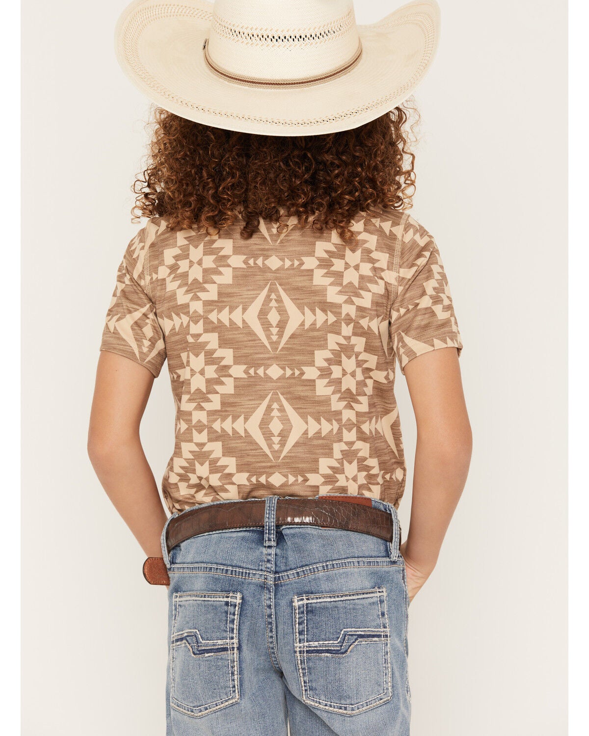 Image #4 - RANK 45&reg; Boys' Southwestern Print Short Sleeve Button-Down Polo Shirt, Tan, hi-res
