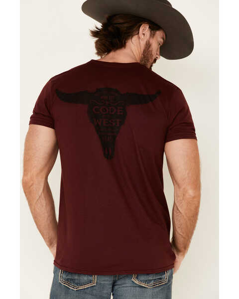 Cody James Men's Maroon Code Of The West Graphic T-Shirt , Maroon, hi-res