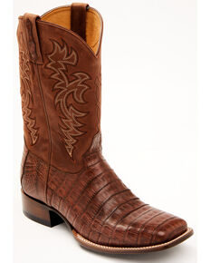 Cody James Men's Vidriado Exotic Caiman Skin Western Boots - Wide Square Toe, Cognac, hi-res