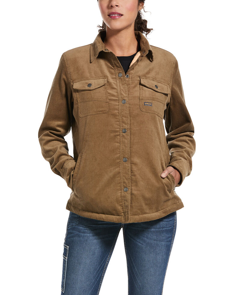 Ariat Women's Field Khaki Rebar Corduroy Shirt Jacket, Beige/khaki, hi-res
