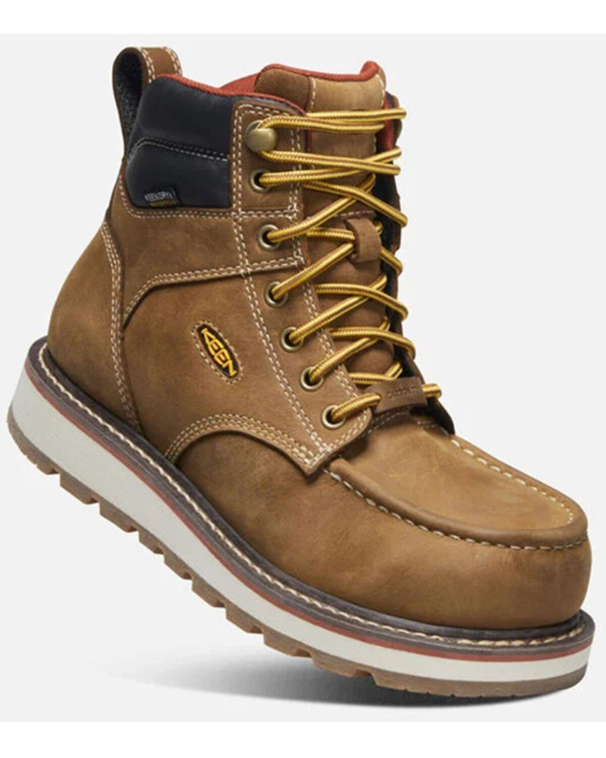 Image #1 - Keen Women's Cincinnati 6" Lace-Up Waterproof Wedge Work Boots - Carbon Fiber Toe, Brown, hi-res