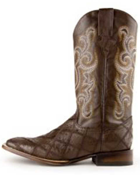 Image #6 - Ferrini Men's Ostrich Patchwork Exotic Western Boots - Broad Square Toe , Chocolate, hi-res