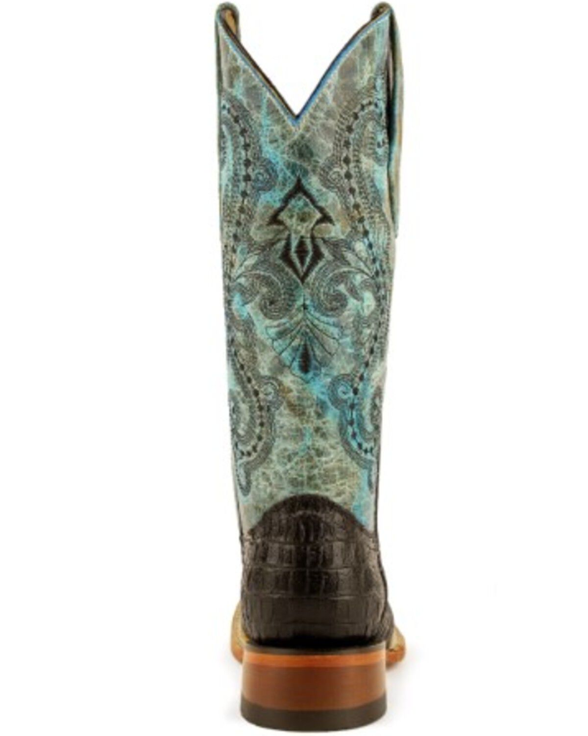 Image #4 - Ferrini Women's Black Caiman Print Western Boots - Square Toe, Black, hi-res