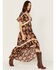 Image #2 - Shyanne Women's Short Sleeve Floral Print High-Low Maxi Dress, Dark Blue, hi-res