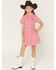 Image #1 - Wrangler Girls' Solid Shirt Sleeve Snap Denim Dress, Pink, hi-res