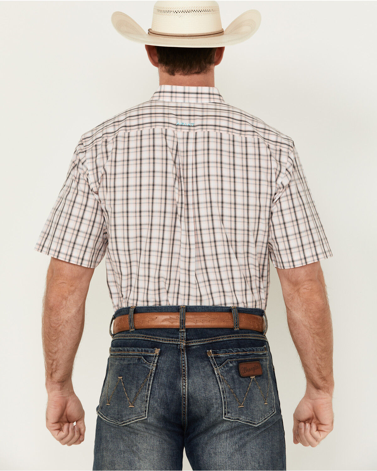 Image #4 - Ariat Men's Wrinkle Free Sage Plaid Print Shirt Sleeve Button-Down Western Shirt, , hi-res