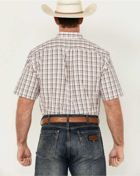 Image #4 - Ariat Men's Wrinkle Free Sage Plaid Print Shirt Sleeve Button-Down Western Shirt , Peach, hi-res