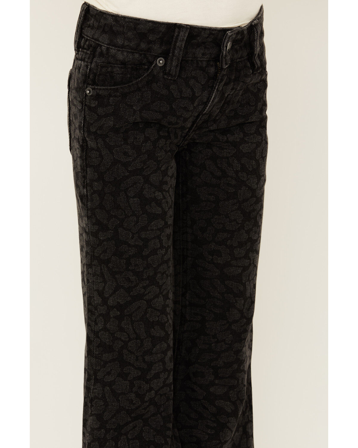 Image #2 - Rock & Roll Denim Girls' Cheetah Print Trouser Jeans, Black, hi-res