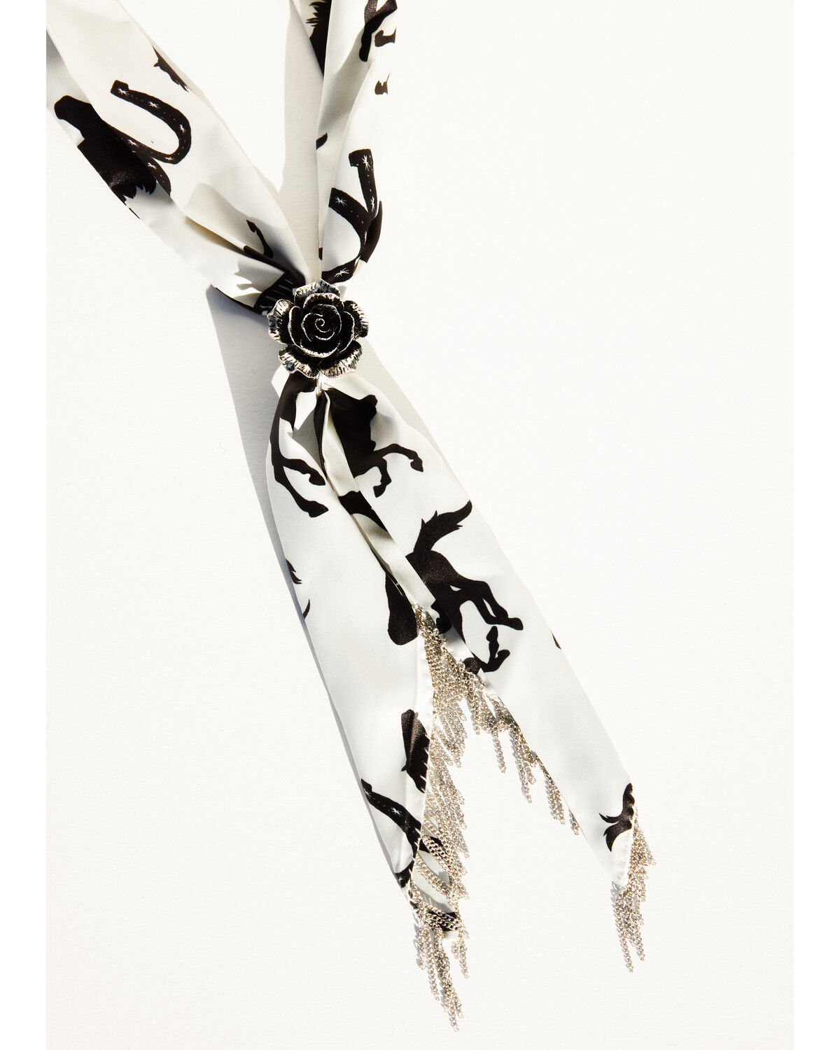 Image #3 - Idyllwind Women's Georgia Chain Fringe Bandana Necklace with Rose Slider, Black/white, hi-res