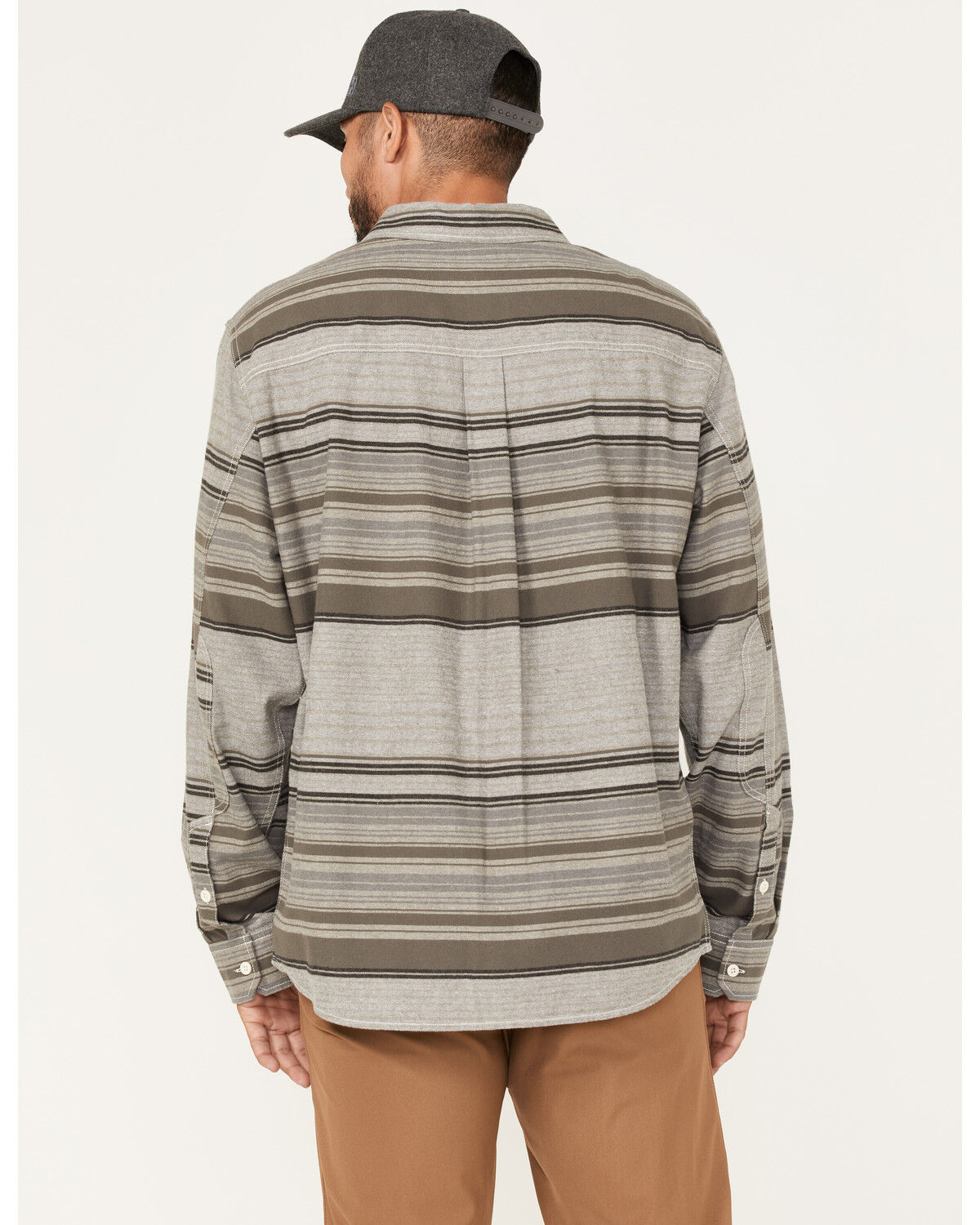 Image #4 - Brothers and Sons Men's Fine Line Striped Print Long Sleeve Button Down Flannel Shirt, Sand, hi-res