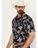 Image #2 - Rock & Roll Denim Men's Tek Leaf Print Short Sleeve Western Snap Shirt, Navy, hi-res