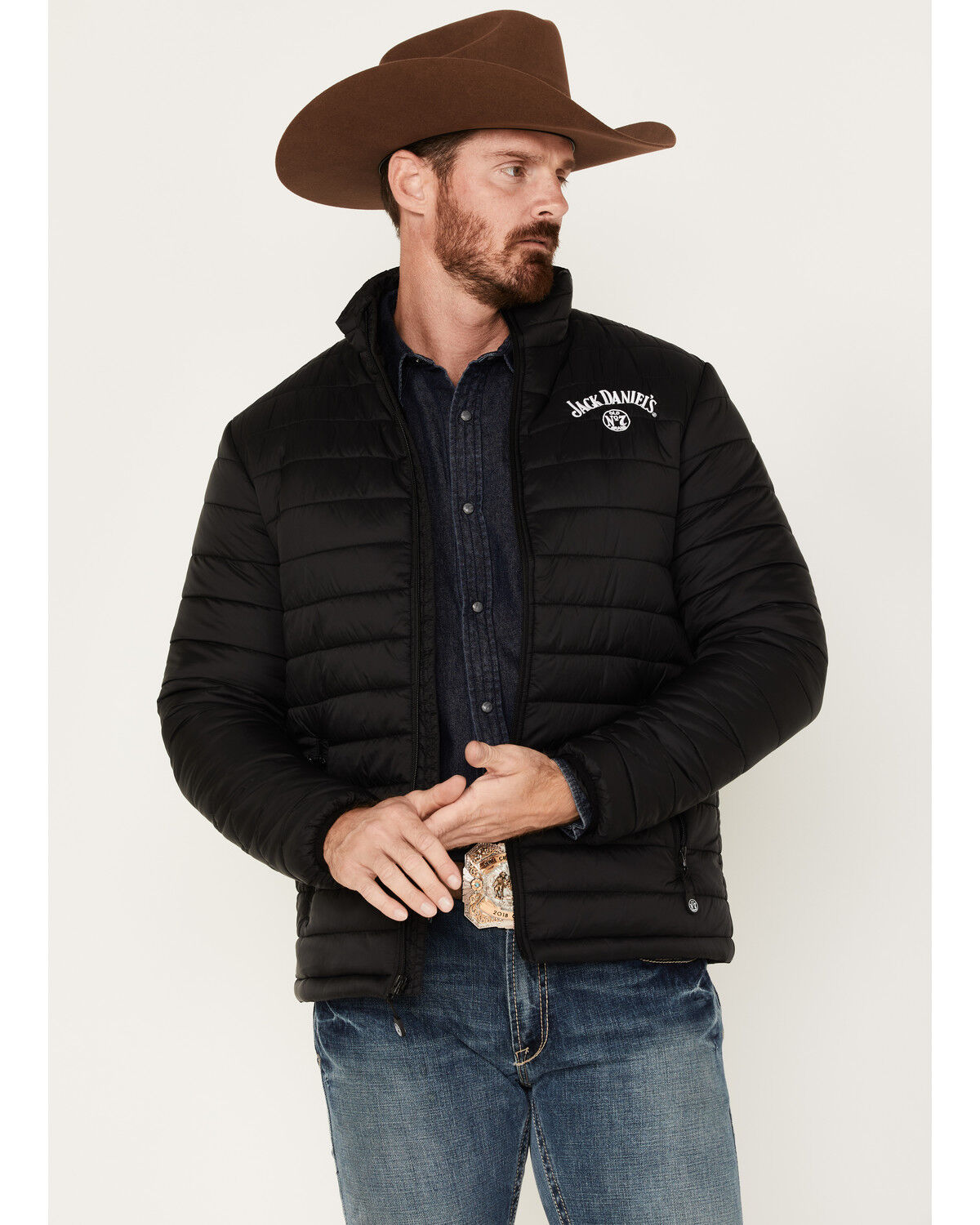 Image #1 - Ely Walker Men's Jack Daniel's Logo Puffer Jacket, , hi-res
