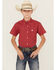 Image #1 - Cinch Boys' Geo Print Short Sleeve Button-Down Western Shirt, Red, hi-res
