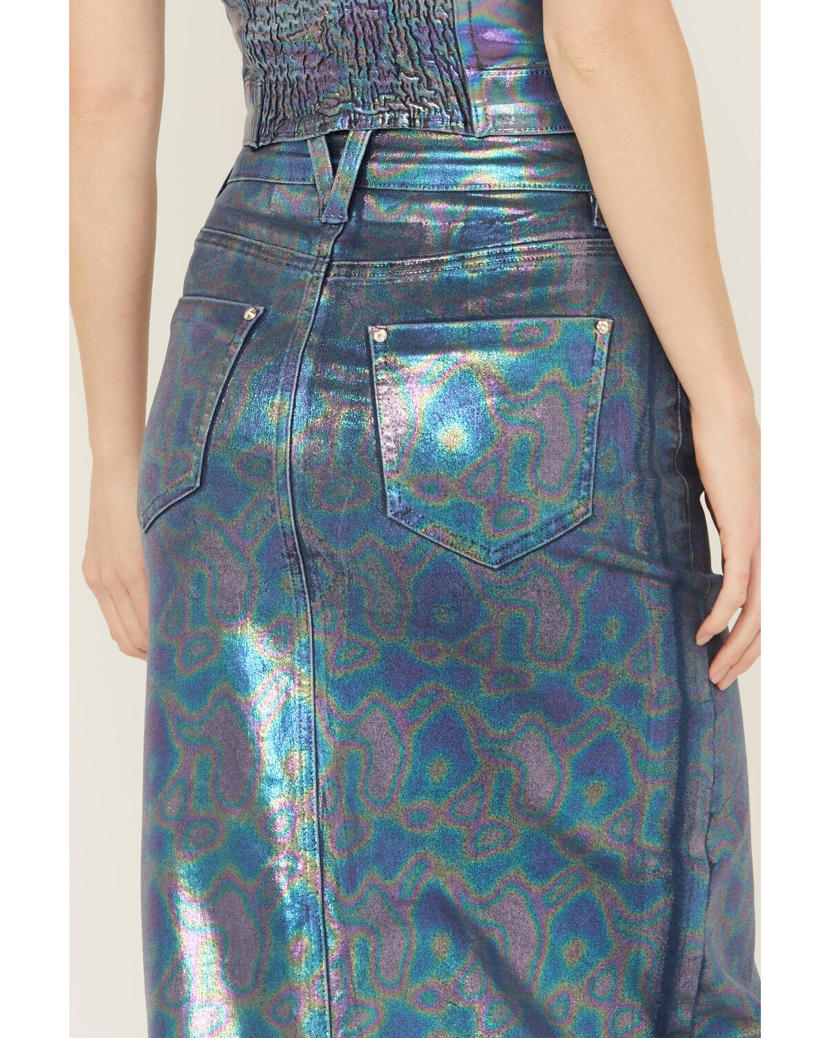Image #4 - Vibrant Denim Women's Iridescent Maxi Skirt, , hi-res