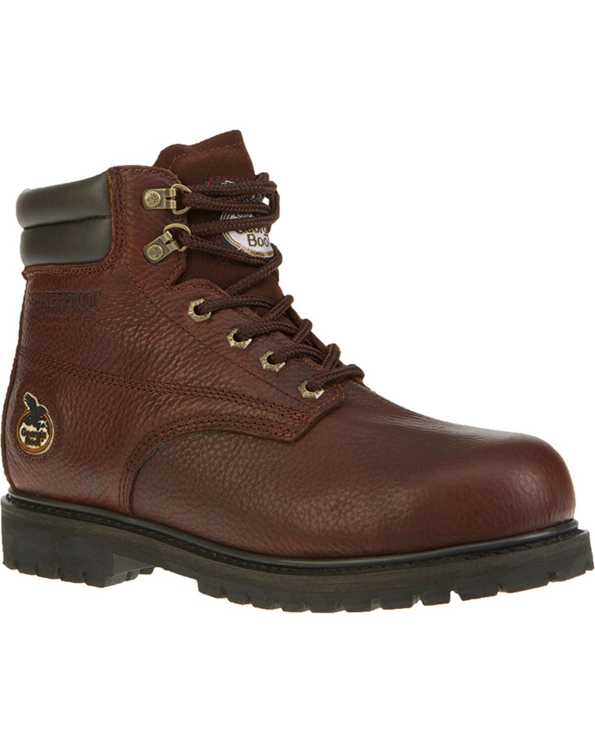 Georgia Boot Men's Oiler Waterproof 6" Work Boots - Steel Toe, Brown, hi-res